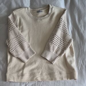 Rails Cream Textured Sleeve Sweater